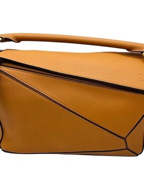 LOEWE TAN GRAINED CALFSKIN LEATHER PUZZLE SHOULDER BAG